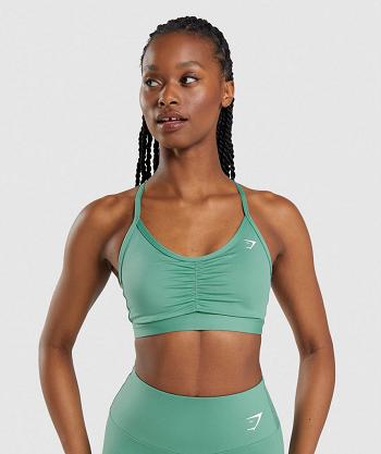 Staniki Sportowe Damskie Gymshark Ruched Zielone | PL 2933LIS